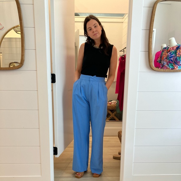 Indigo Blue Linen Pants - Steve Madden - Picture 1 of 3
